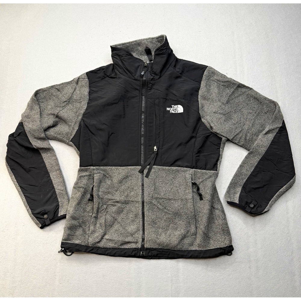 The North Face Denali Jacket Womens Medium M gray black full zip Fleece NF0A88YR